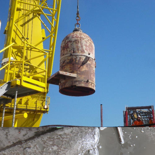 65mm wall thickness contactor tower “cold cut” and safely removed from southern North Sea gas platform 65mm wall thickness contactor tower “cold cut” and safely removed from southern North Sea gas platform